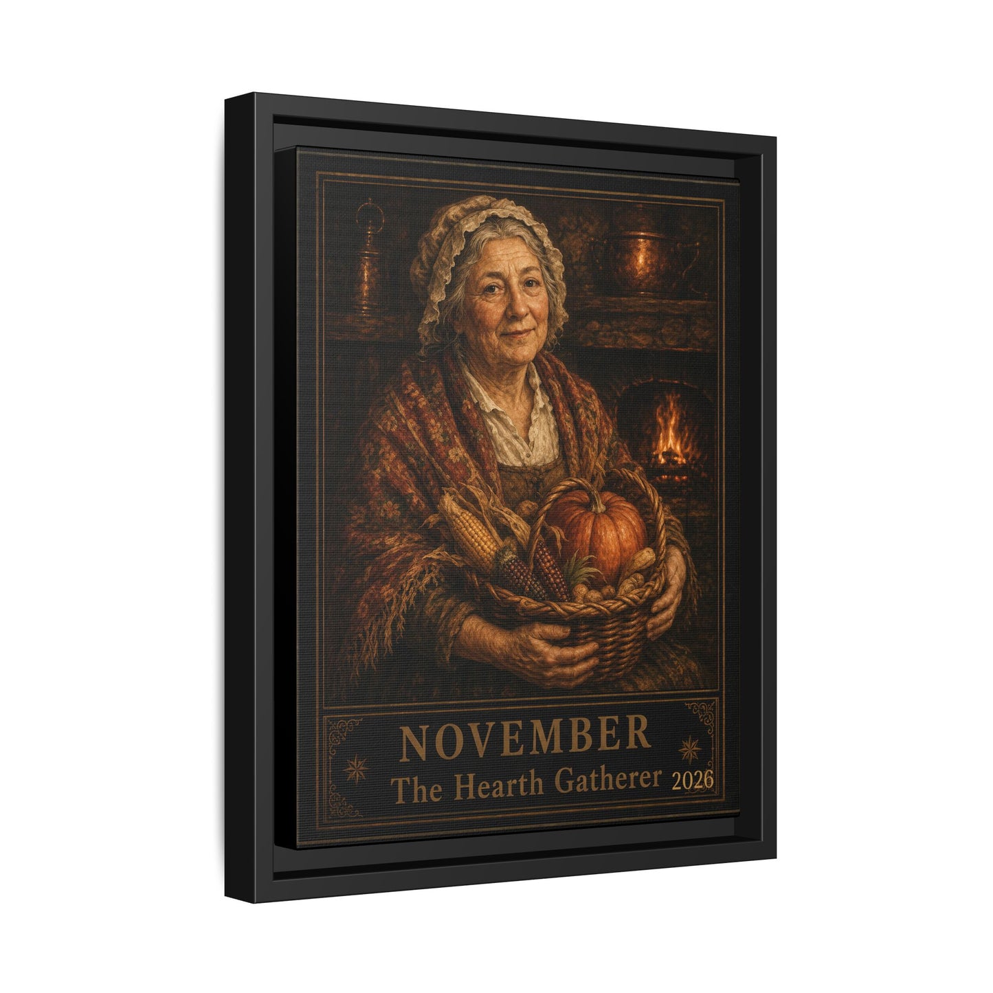 November 'The Hearth Gatherer' Framed Canvas Wall Art FLINT HOUSE COLLECTIBLES