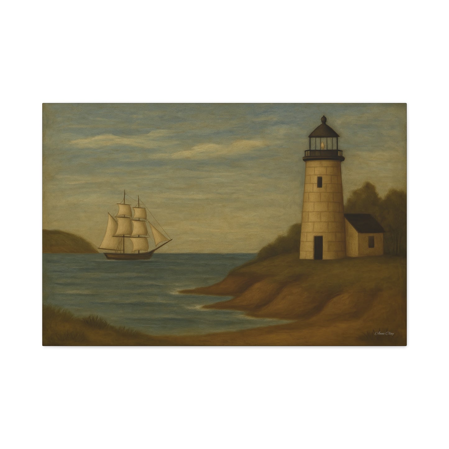 Nautical Canvas Art, Coastal Lighthouse Wall Decor, Home Living Room Decoration, Beach House Gift, Maritime Art Print, Ocean Theme Artwork