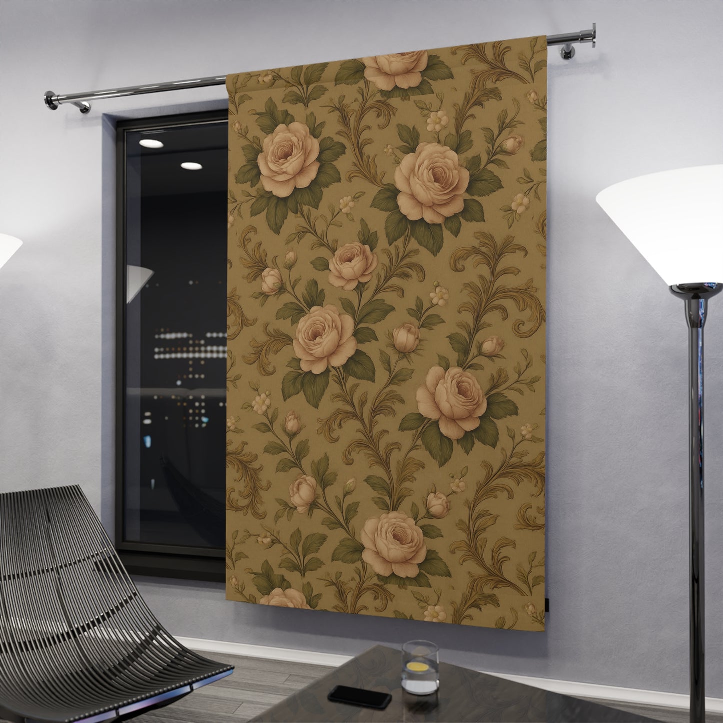 Vintage Floral Window Curtain - Romantic Home Decor, Elegant Drapes for Living Room, Bedroom, Wedding Decor, Rustic Farmhouse Style