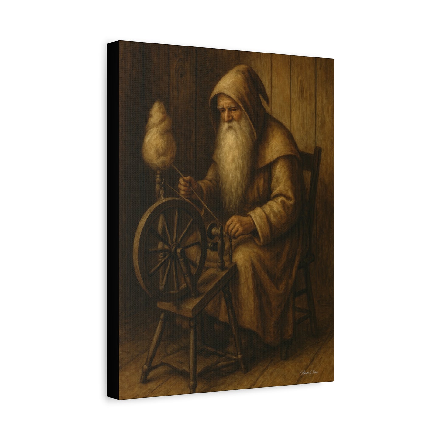 Artistic Wall Canvas: Spinning Yarn Scene