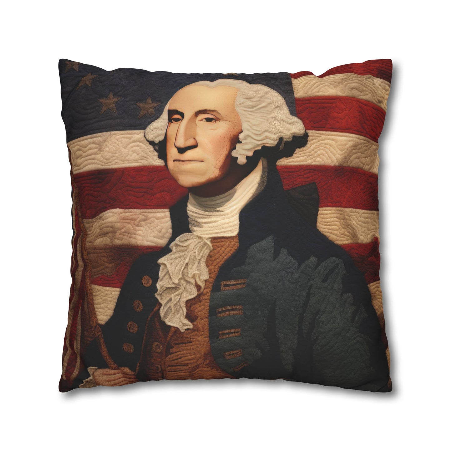 Faux Quilted George Washington Square Poly Canvas Pillowcase