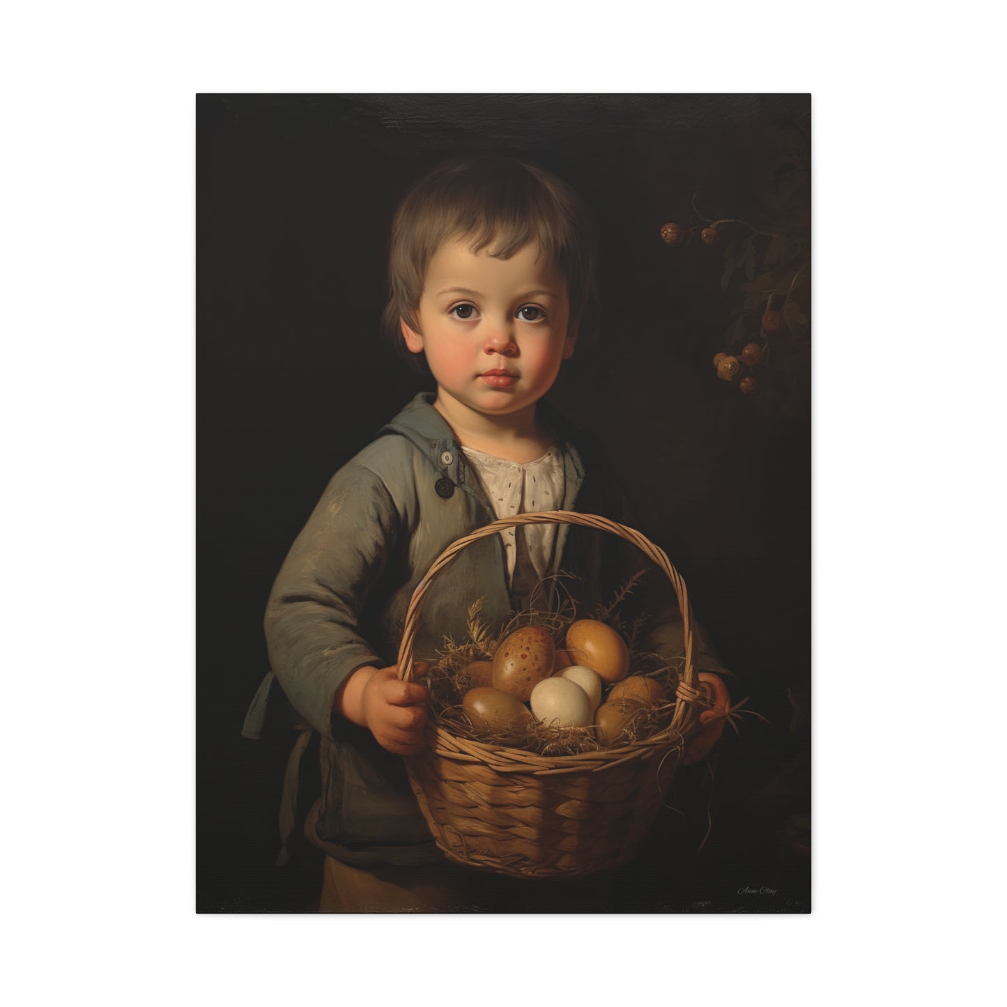 Charming Kid's Art Canvas - Vintage Style Bunny & Eggs Design for Home Decor