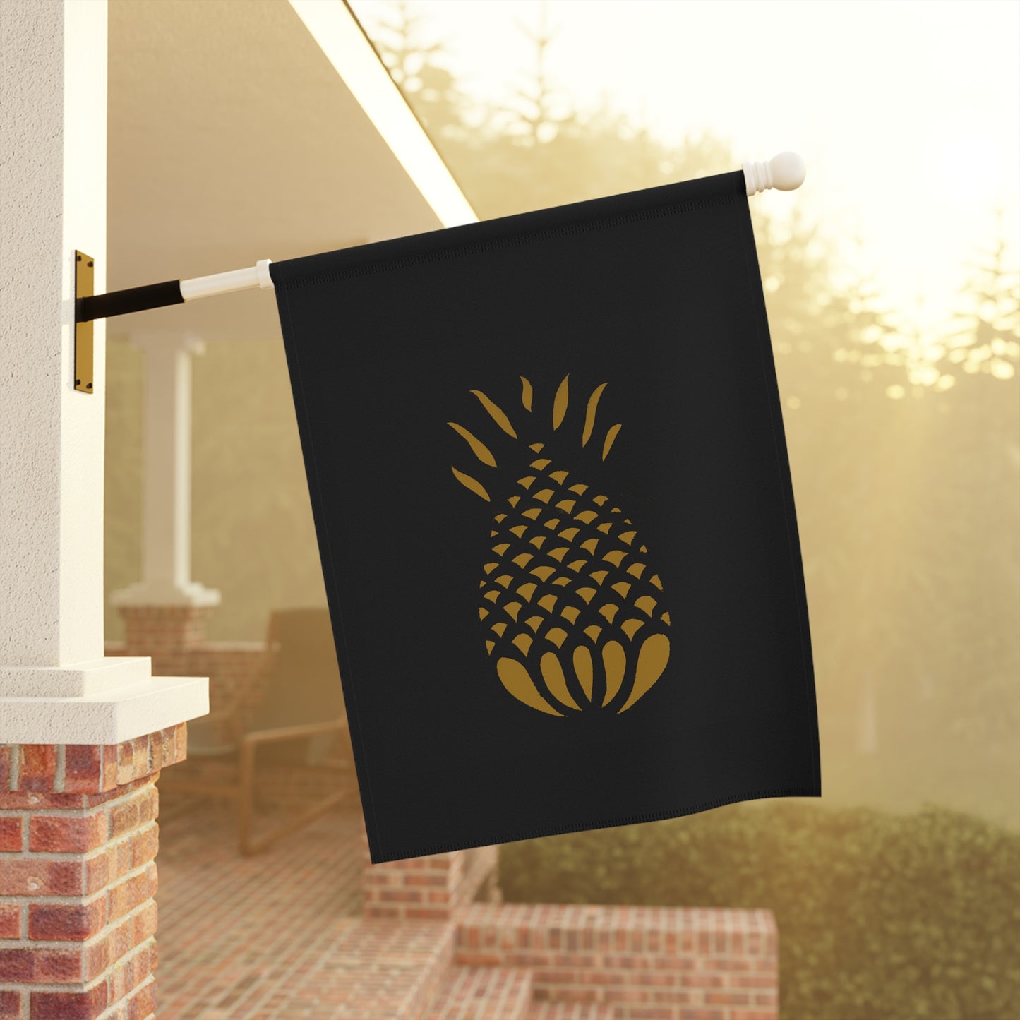 Mustard Pineapple on Black Garden & House Banner