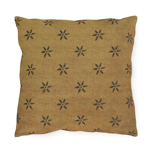 Grungy Burlap style Stencil Petals Outdoor Pillows