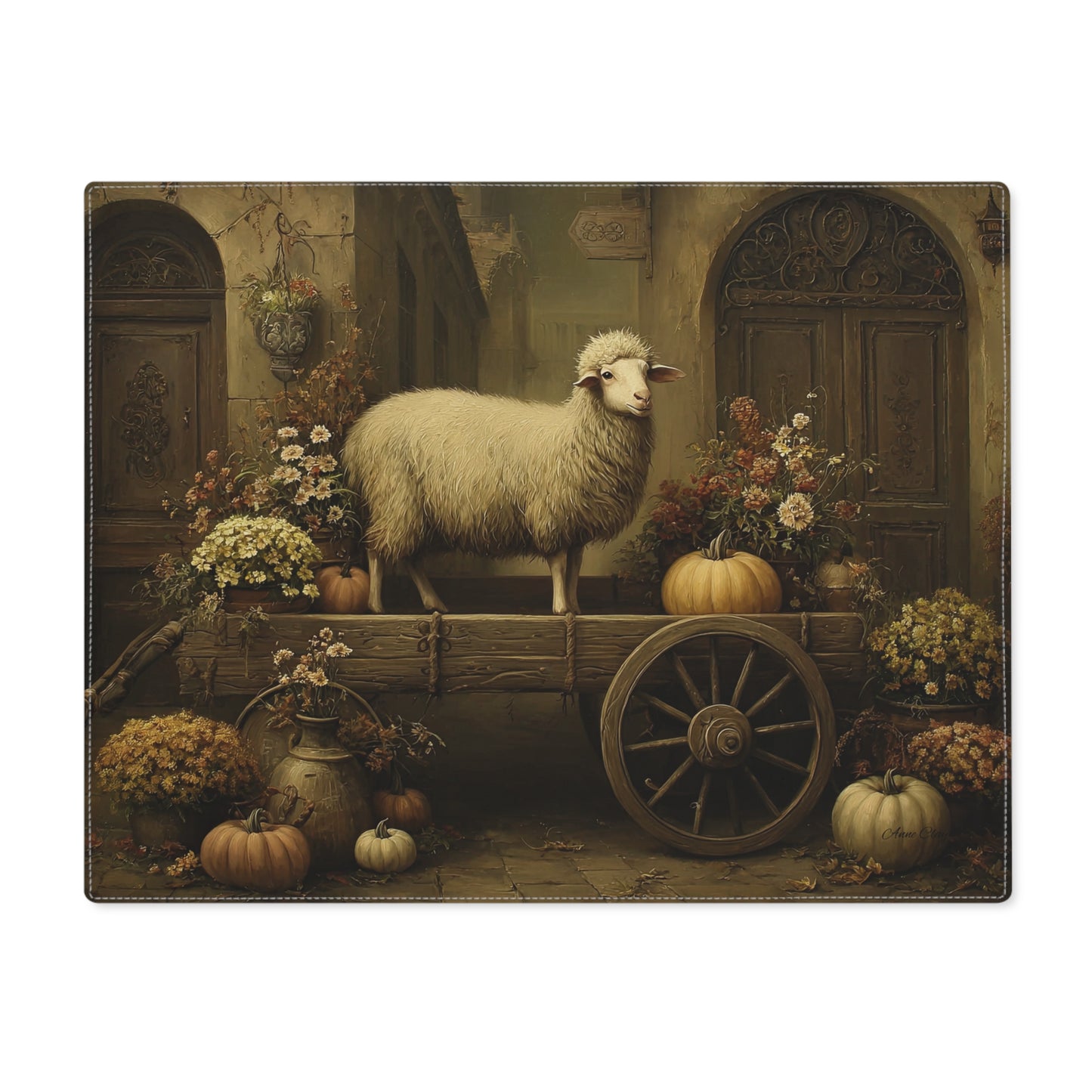 Rustic Farmhouse Placemat with Sheep Design, Autumn Decor, Kitchen Table Mat, Fall Table Setting, Country Home Decor