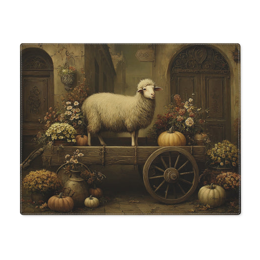 Rustic Farmhouse Placemat with Sheep Design, Autumn Decor, Kitchen Table Mat, Fall Table Setting, Country Home Decor
