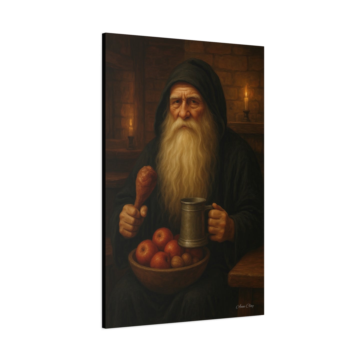 Rustic Canvas Wall Art: Wise Man with Feast