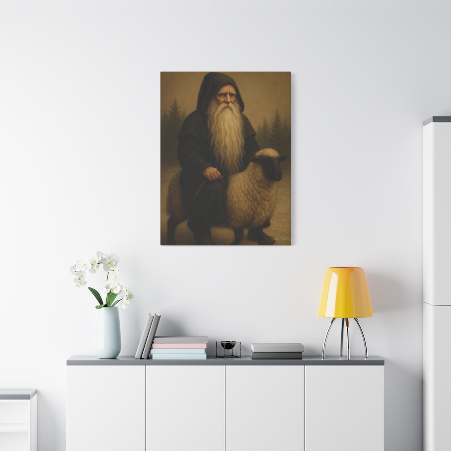 Elderly Shepherd Canvas Wall Art