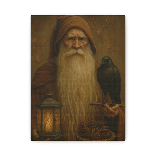 Old World Santa Canvas Art Print, Wall Decor for Home, Fantasy Artwork, Gift for Nature Lovers, Autumn Vibes, Cozy Living Space