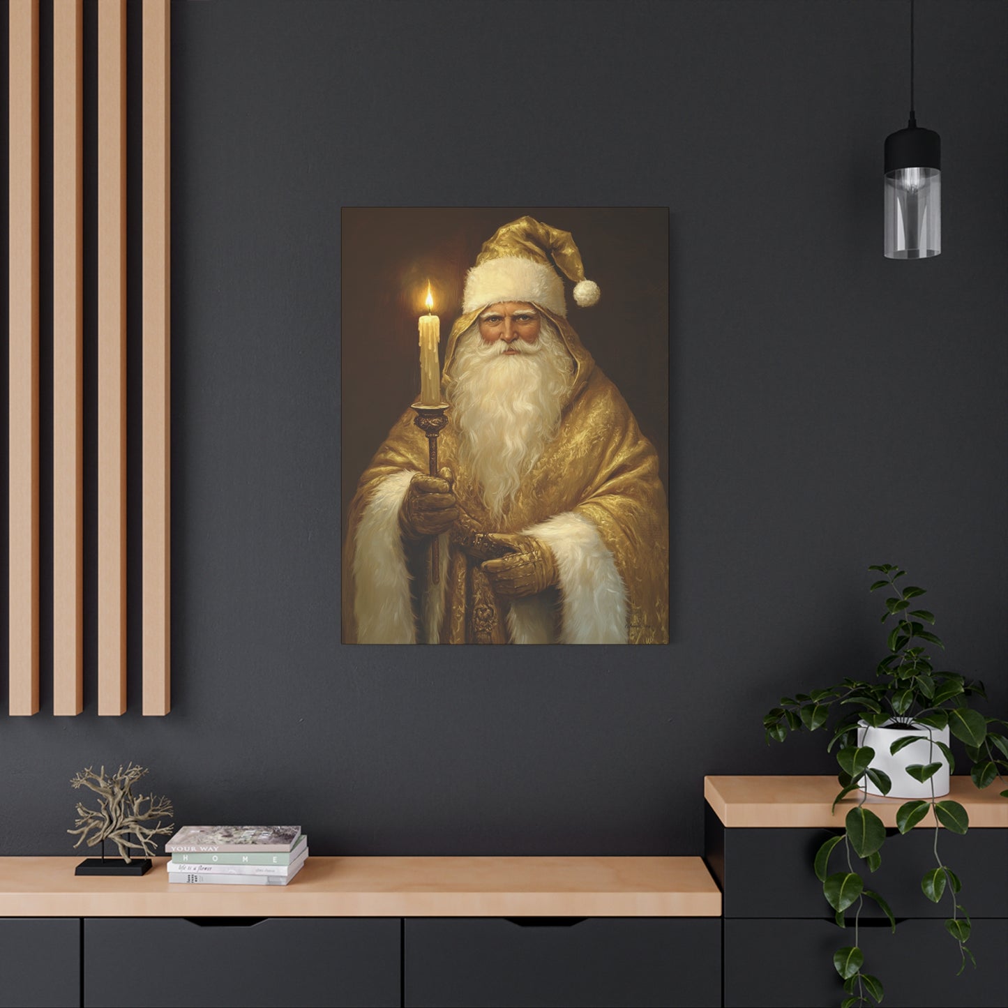 Golden Glow Santa Matte Canvas, Stretched, 1.25"