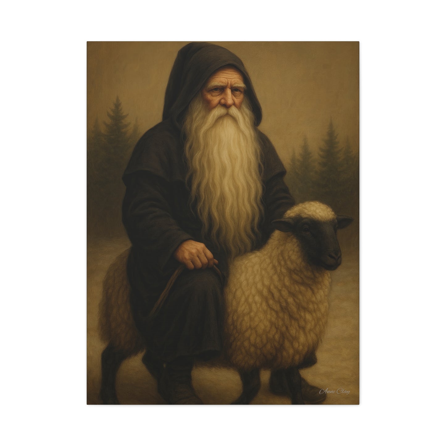 Elderly Shepherd Canvas Wall Art