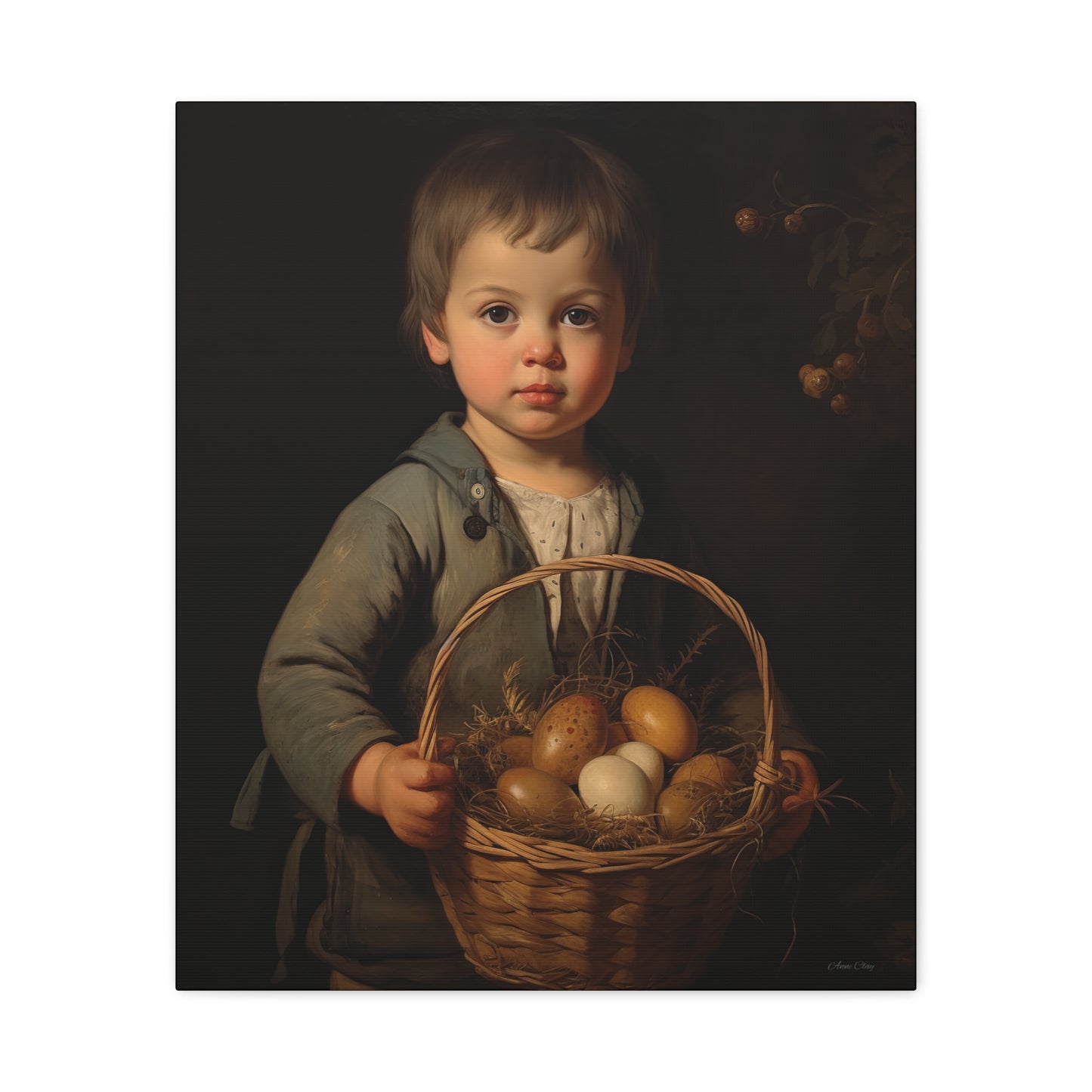 Charming Kid's Art Canvas - Vintage Style Bunny & Eggs Design for Home Decor