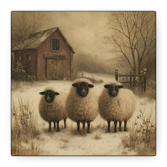 Rustic Sheep Canvas Art, Farmhouse Decor, Country Wall Art, Living Room Decor, Cozy Home Accent