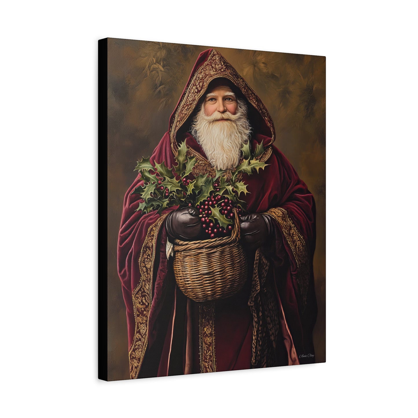 Burgundy Berry Santa Matte Canvas, Stretched, 1.25"