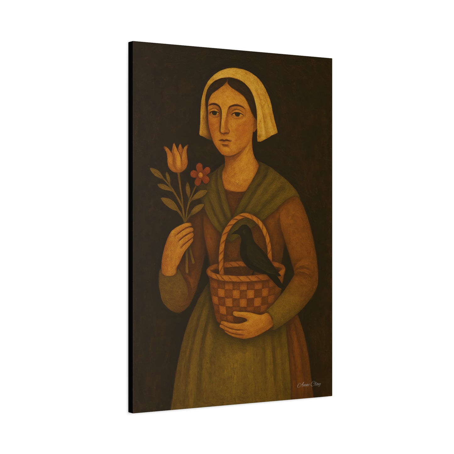Vintage Woman with Flowers Canvas Art Print, Rustic Home Decor, Wall Art for Candlelit Rooms, Gift for Nature Lovers, Farmhouse Style, [...]