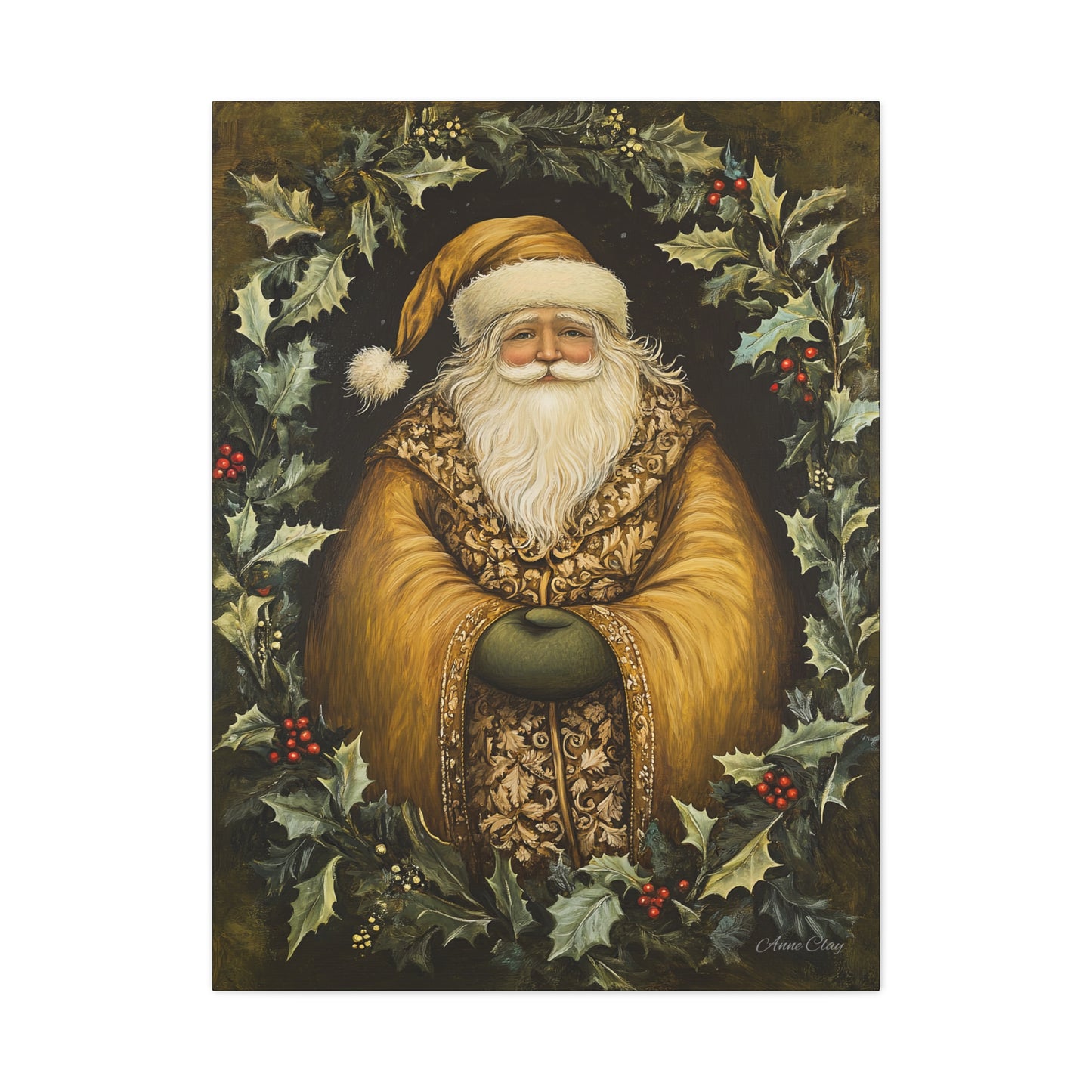 Jolly Gold Santa Matte Canvas, Stretched, 1.25"
