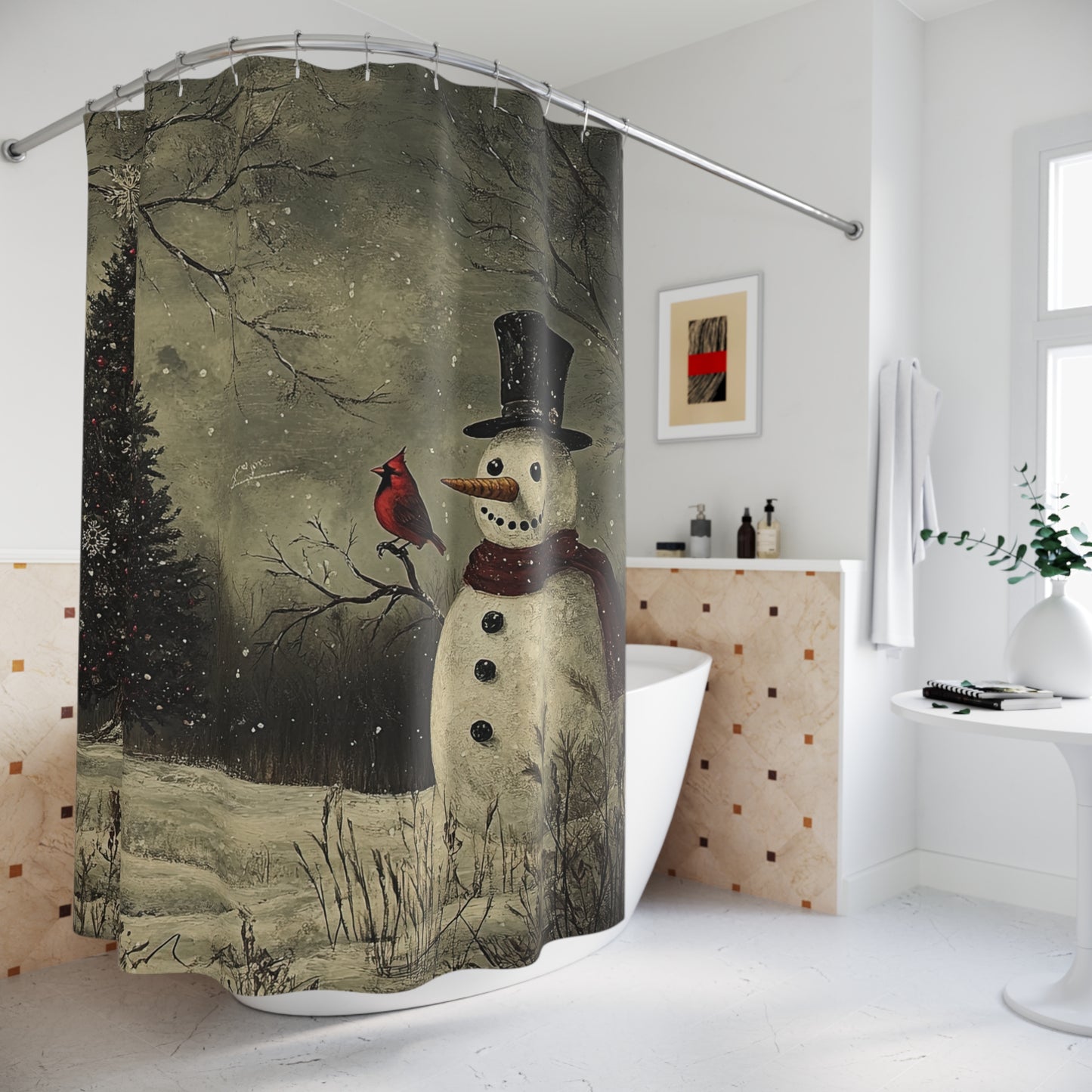 Winter Wonderland Shower Curtain, Holiday Decor, Christmas