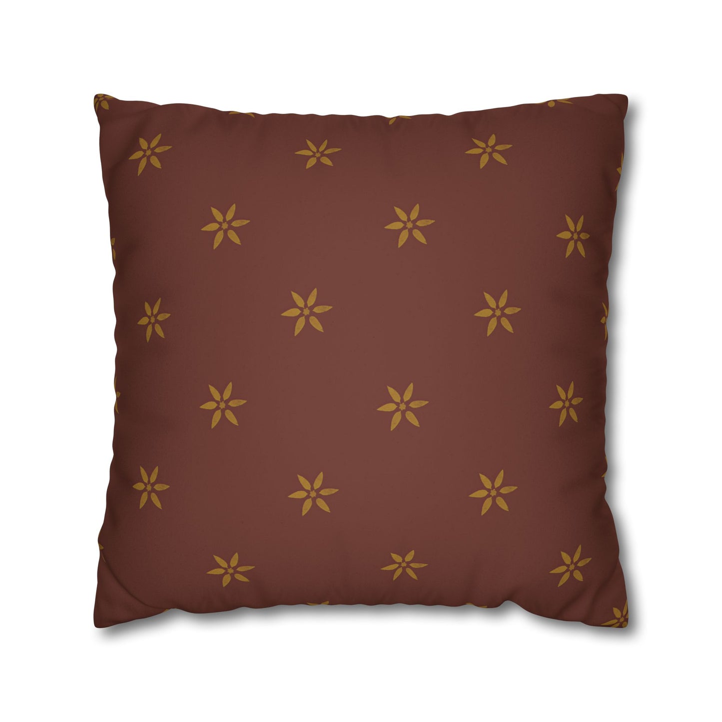 Fantasy Collection Red with Gold Stencil Faux Suede Square Pillowcase
