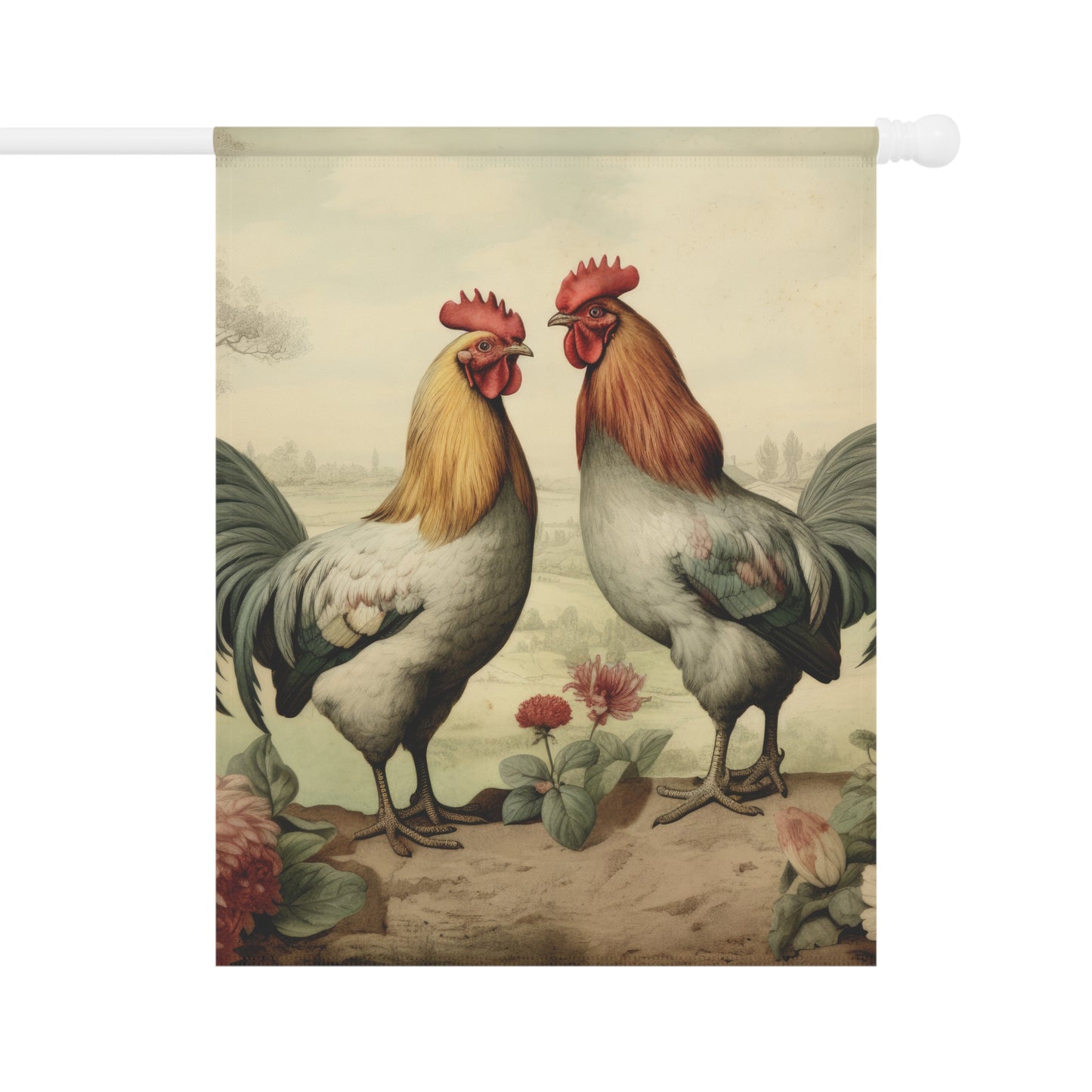 Pastel Rooster Garden & House Banner
