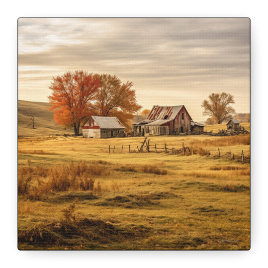 Rustic Farmhouse Canvas Wall Art, Autumn Landscape Decor, Cozy Home Decoration, Farmhouse Style Gift, Rustic Wall Art for All Occasions
