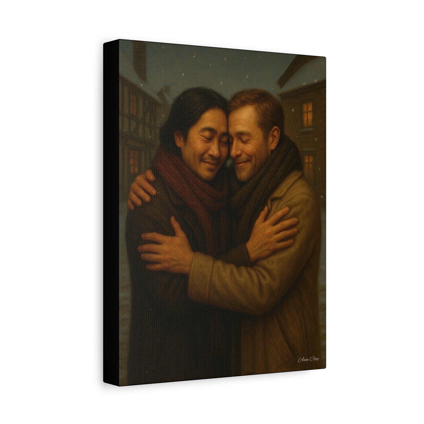 Spirit of Christmas, Brotherly Love Warm Embrace Canvas Art