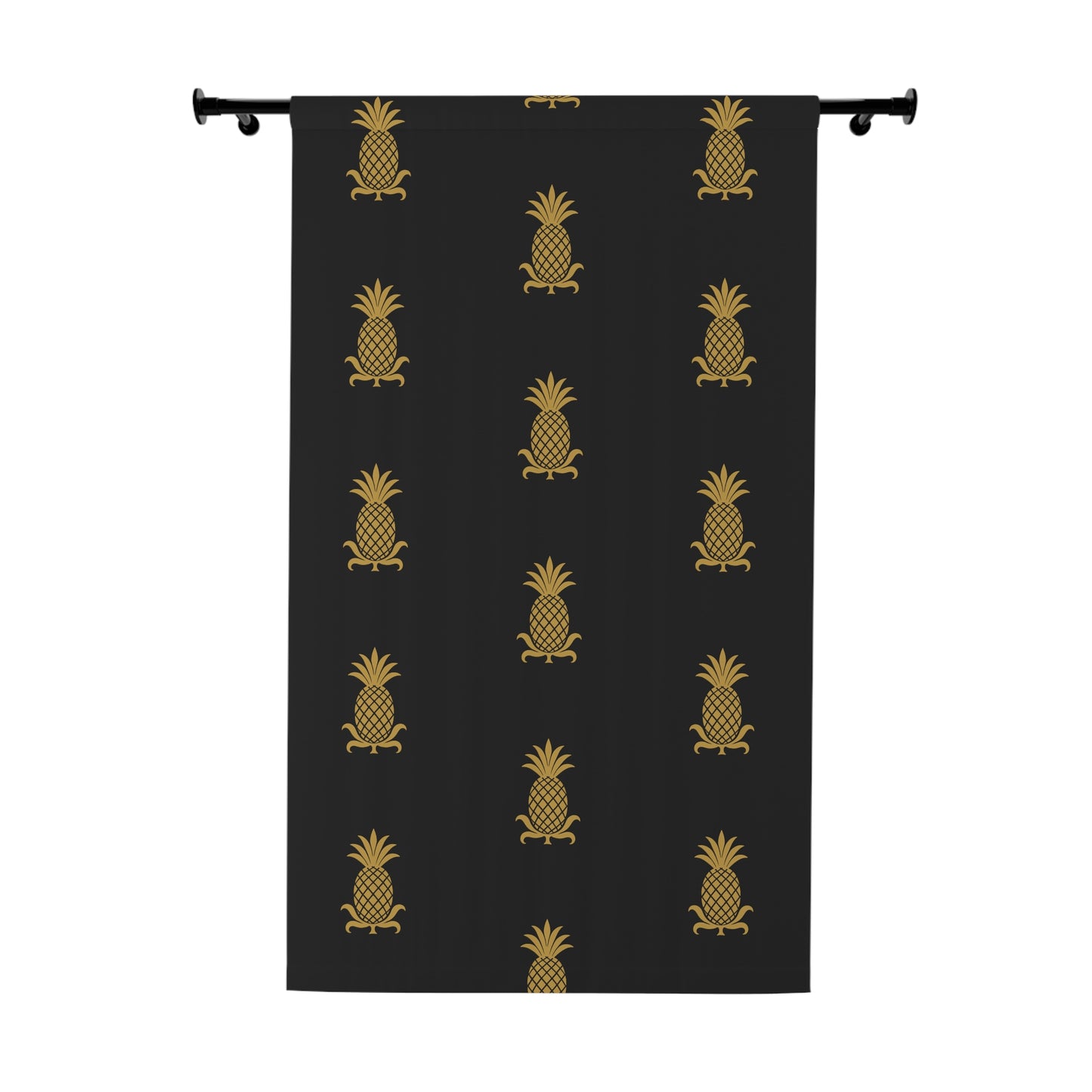 Tropical Pineapple Window Curtains, Black and Gold Home Decor, Tropical Vibe, Modern Curtain, Summer Accent Decor, Pineapple Pattern