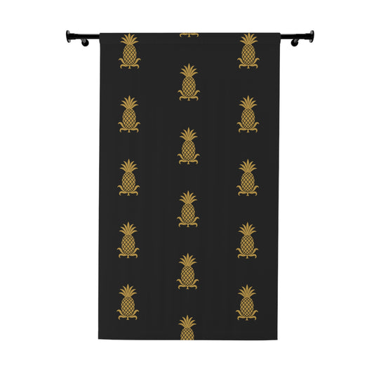 Tropical Pineapple Window Curtains, Black and Gold Home Decor, Tropical Vibe, Modern Curtain, Summer Accent Decor, Pineapple Pattern