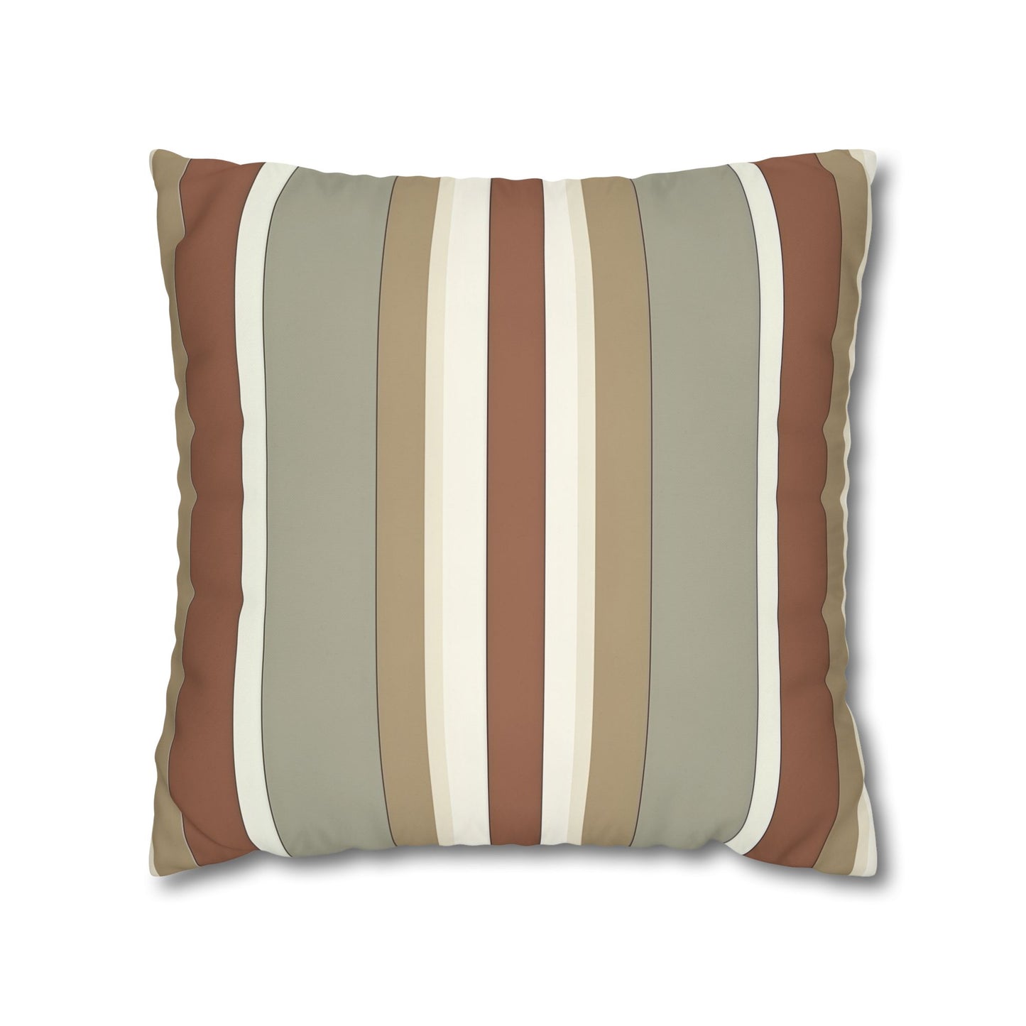 Fantasy Collection Taupe Stripes Square Poly Canvas Pillowcase