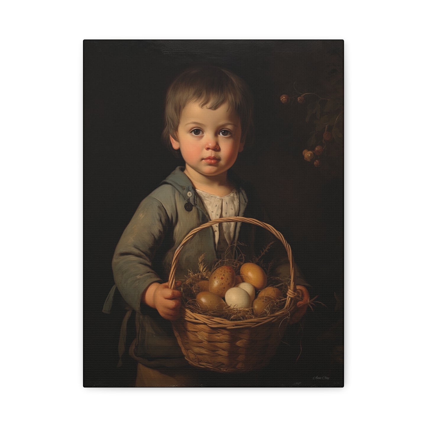 Charming Kid's Art Canvas - Vintage Style Bunny & Eggs Design for Home Decor