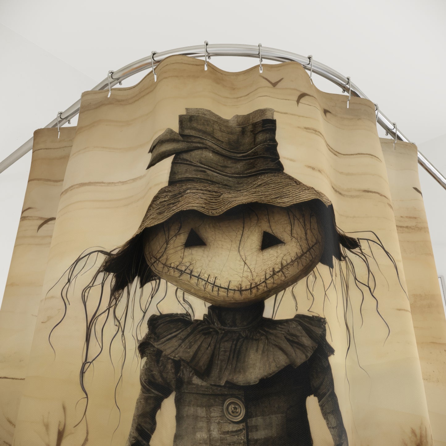 Scarecrow Shower Curtains, Whimsical Home Decor, Fall Bathroom Decor, Scary Chic Aesthetic, Farmhouse Style Accessories