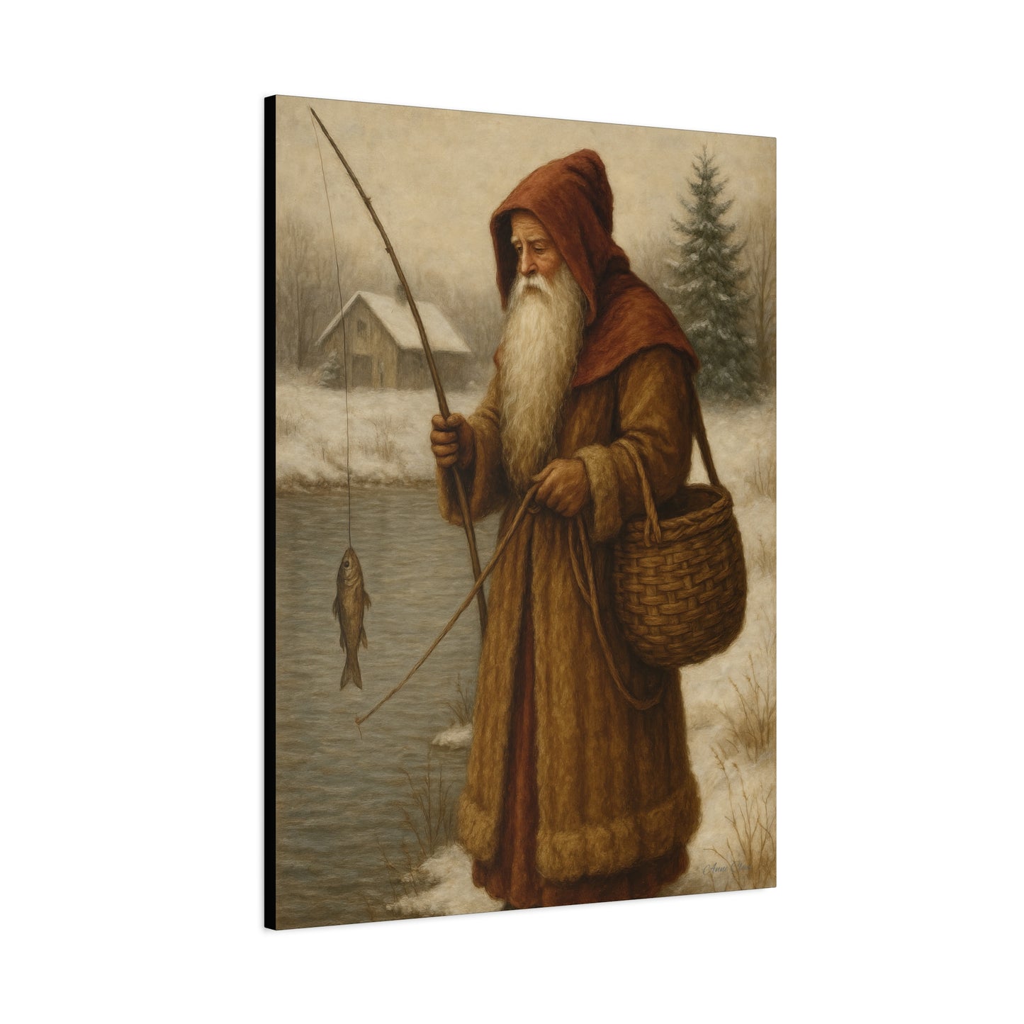 Snowy Fisherman Canvas Print
