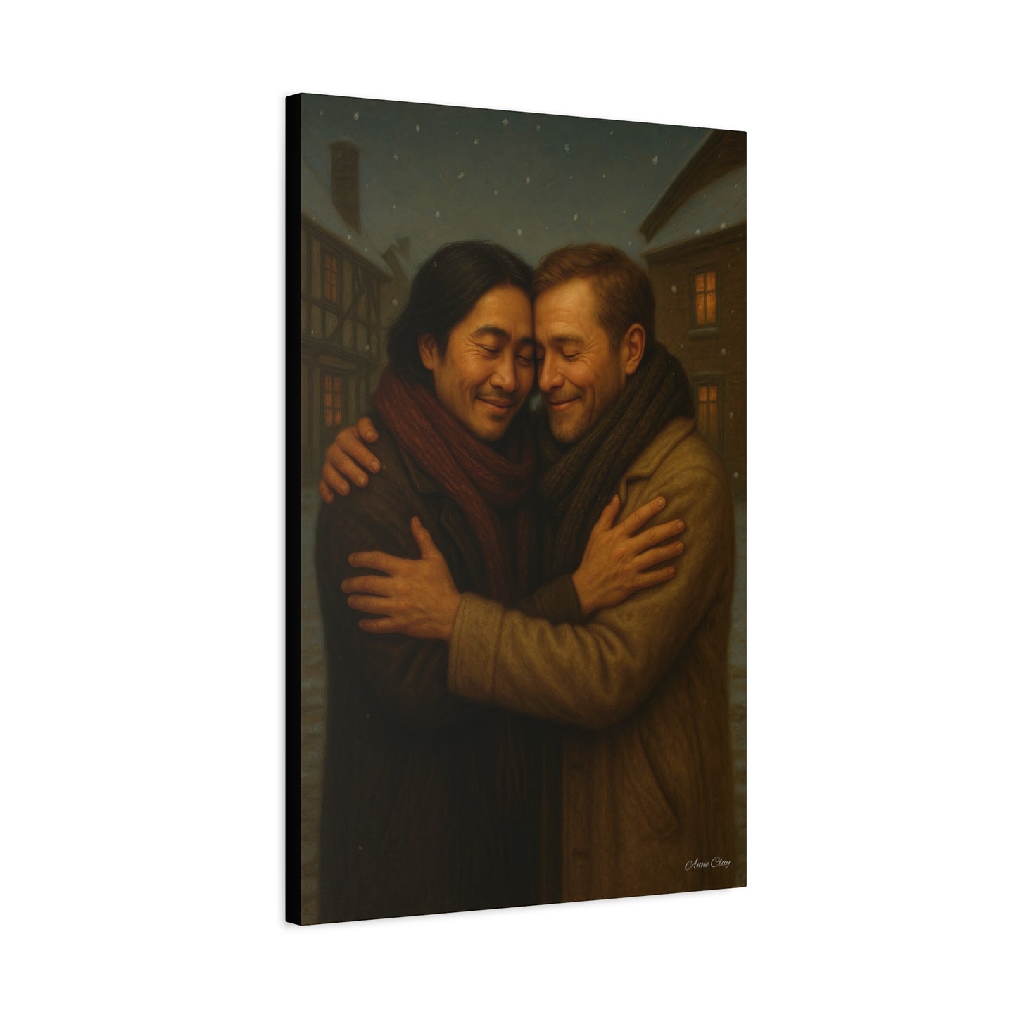 Spirit of Christmas, Brotherly Love Warm Embrace Canvas Art