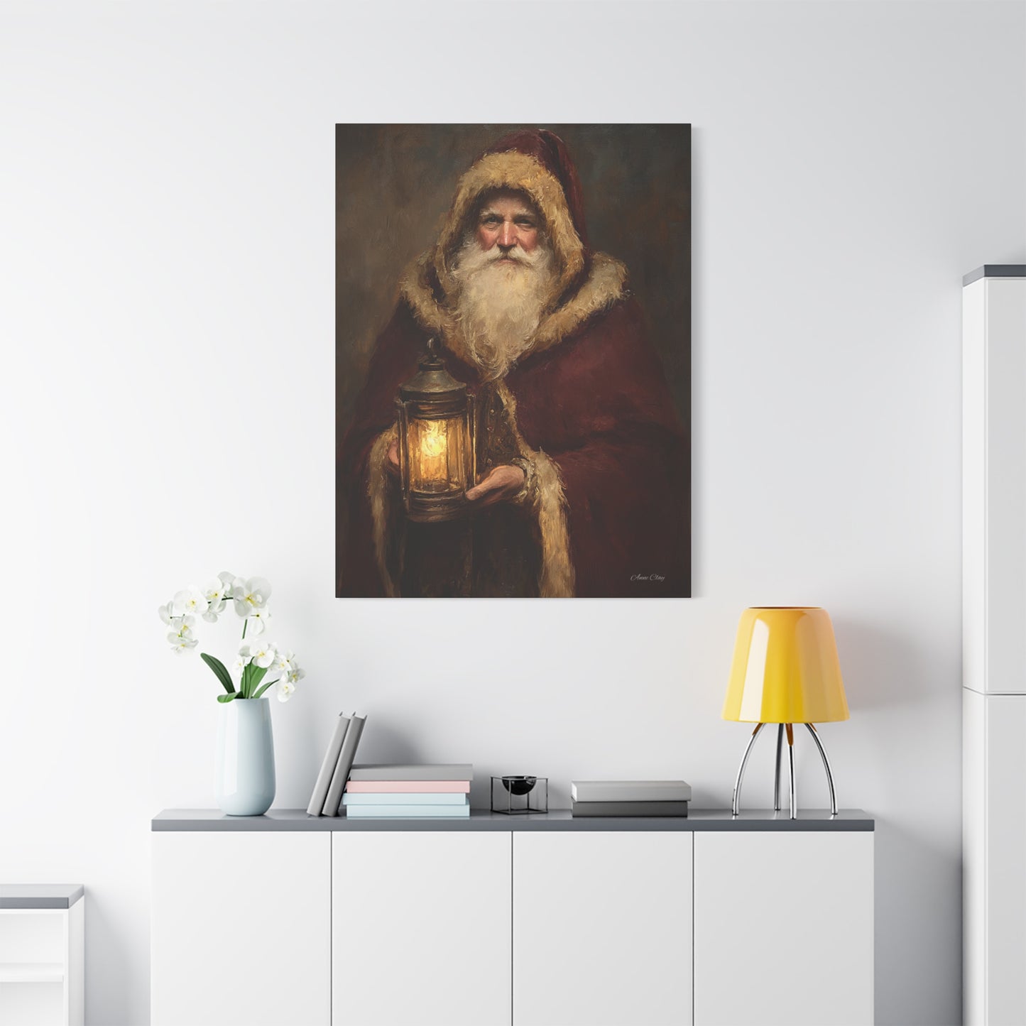 Firelight Santa Matte Canvas, Stretched, 1.25"