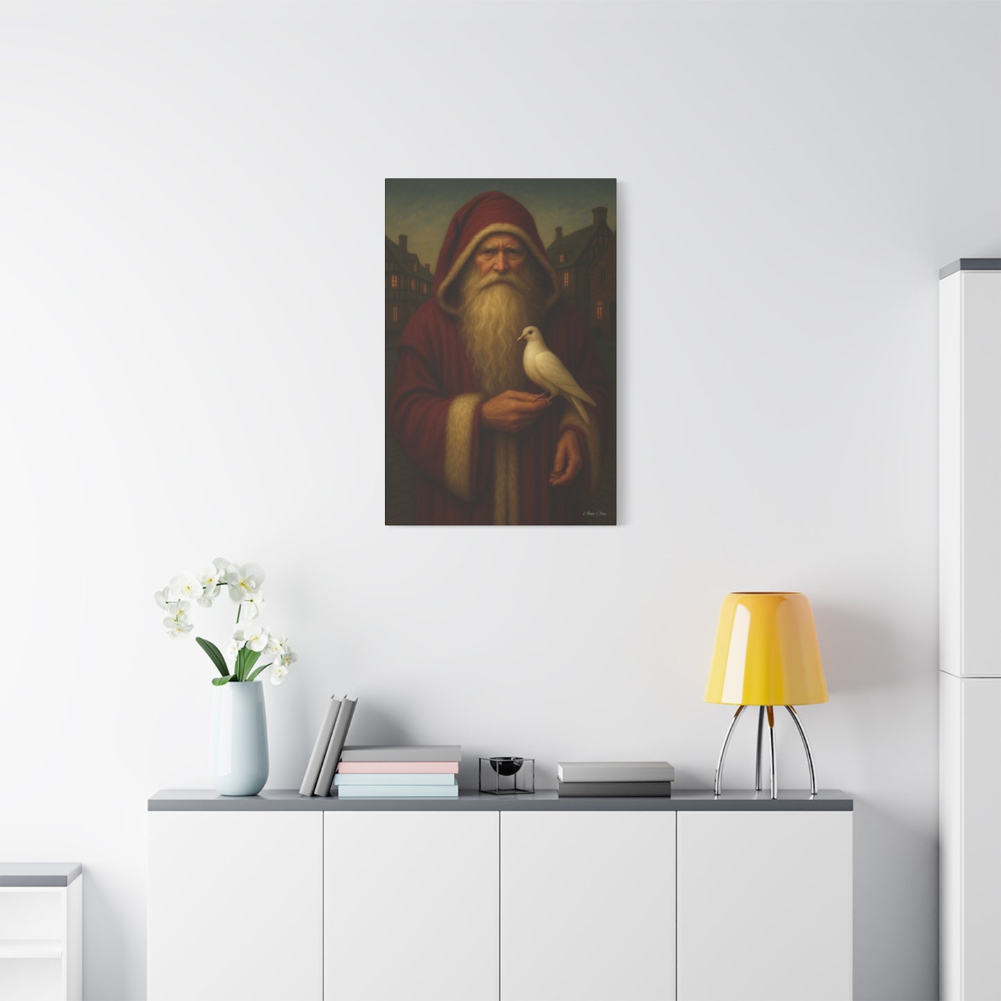 Santa with Dove Canvas Art Print