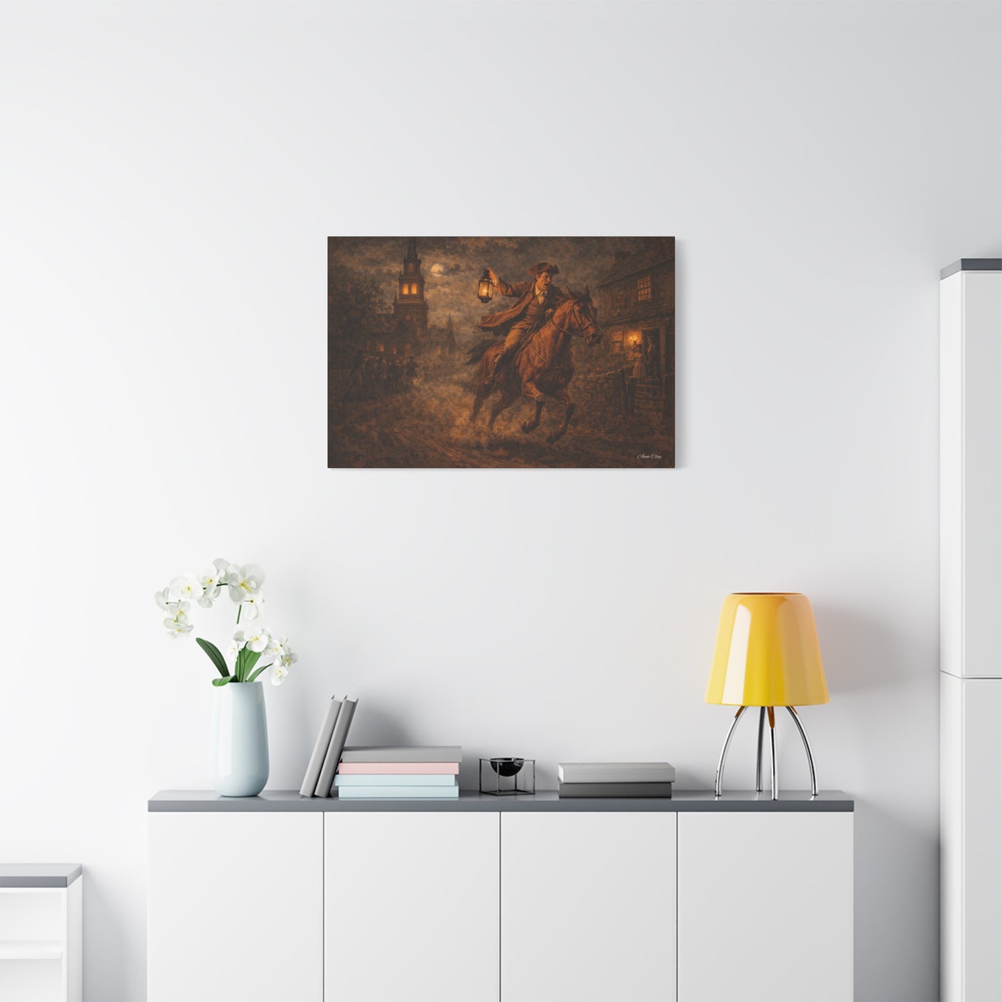 Liberty Rider Matte Canvas Wall Art — Midnight Lantern Horseman Print
