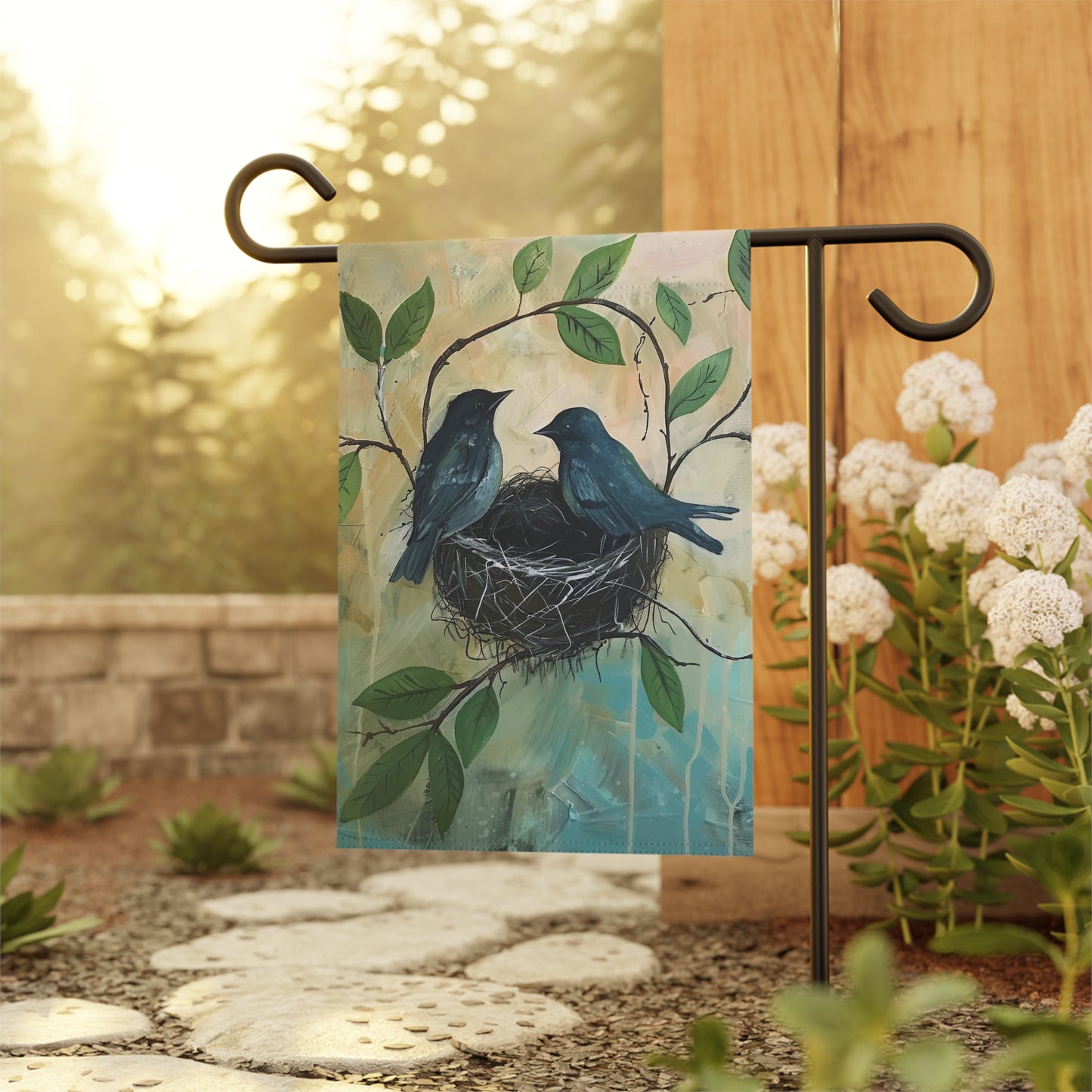 Birds in a Nest Garden & House Banner
