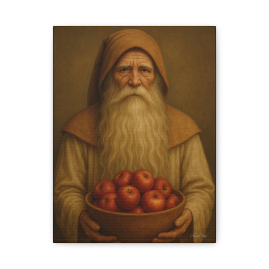 Rustic Canvas Wall Art - Wise Elder with Apples