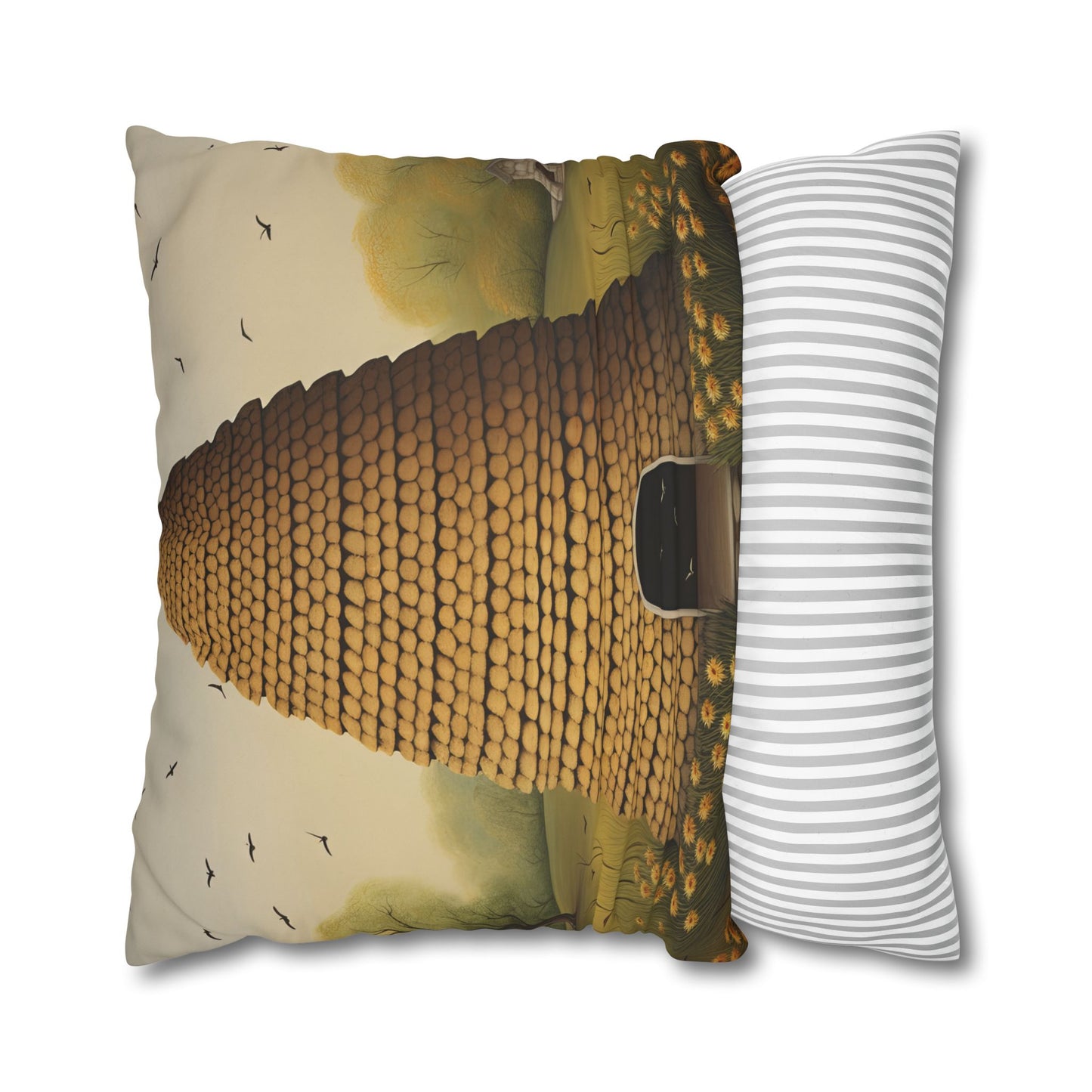 Beehive Art Pillowcase, Cozy Home Decor, Gift for Nature Lovers, Farmhouse Cushions, Eco-Friendly Pillow Cover, Boho Throw Pillow
