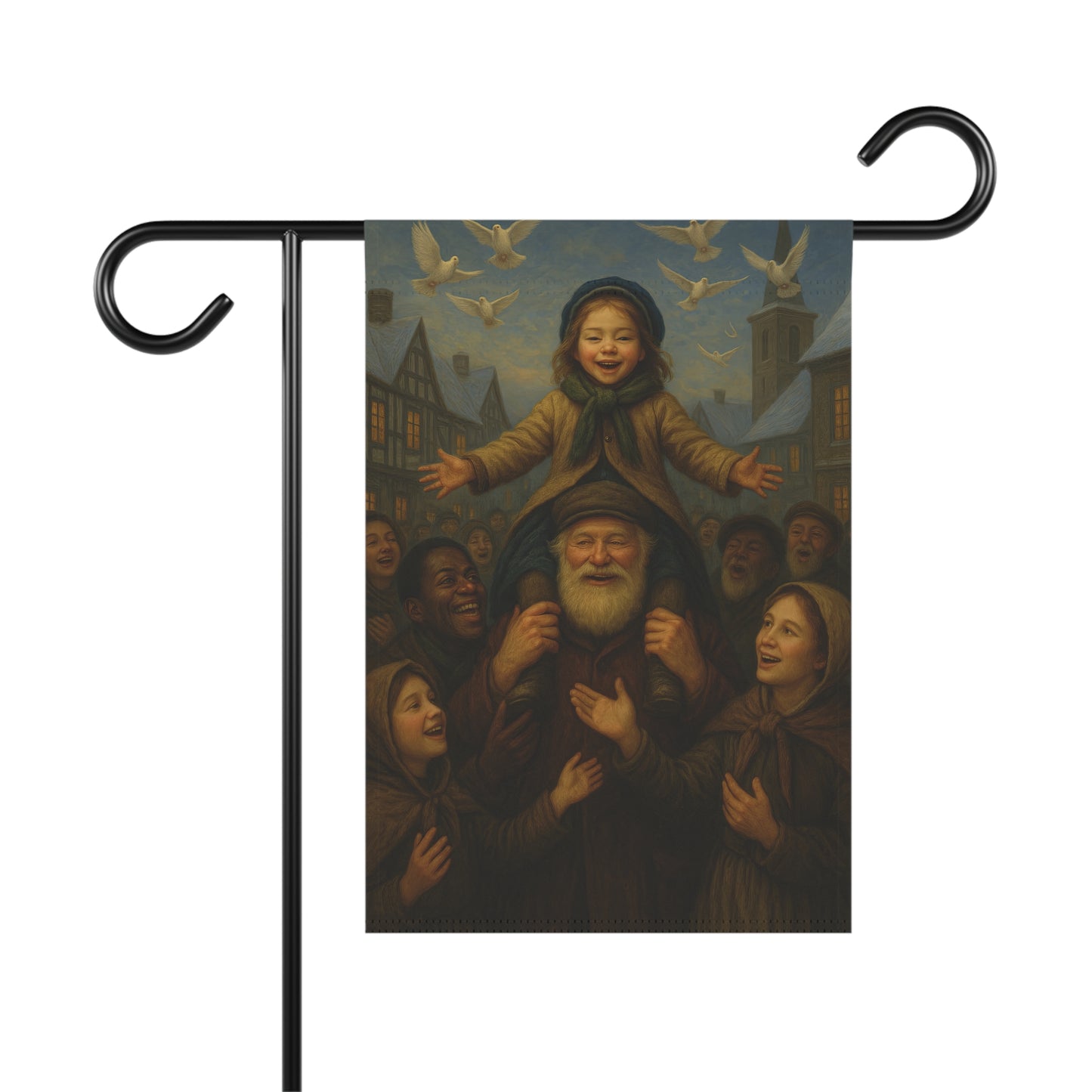 Whimsical Garden Banner with Family Scene
