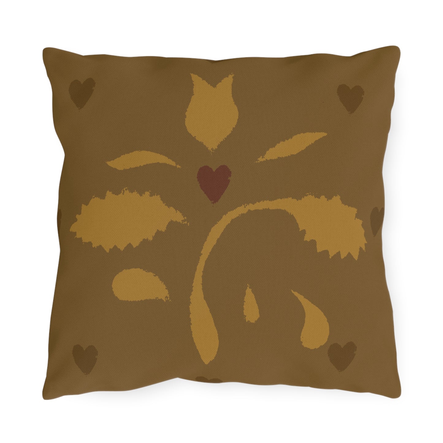 Leaves and Hearts Stencil Outdoor Pillows