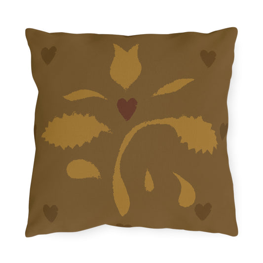 Leaves and Hearts Stencil Outdoor Pillows