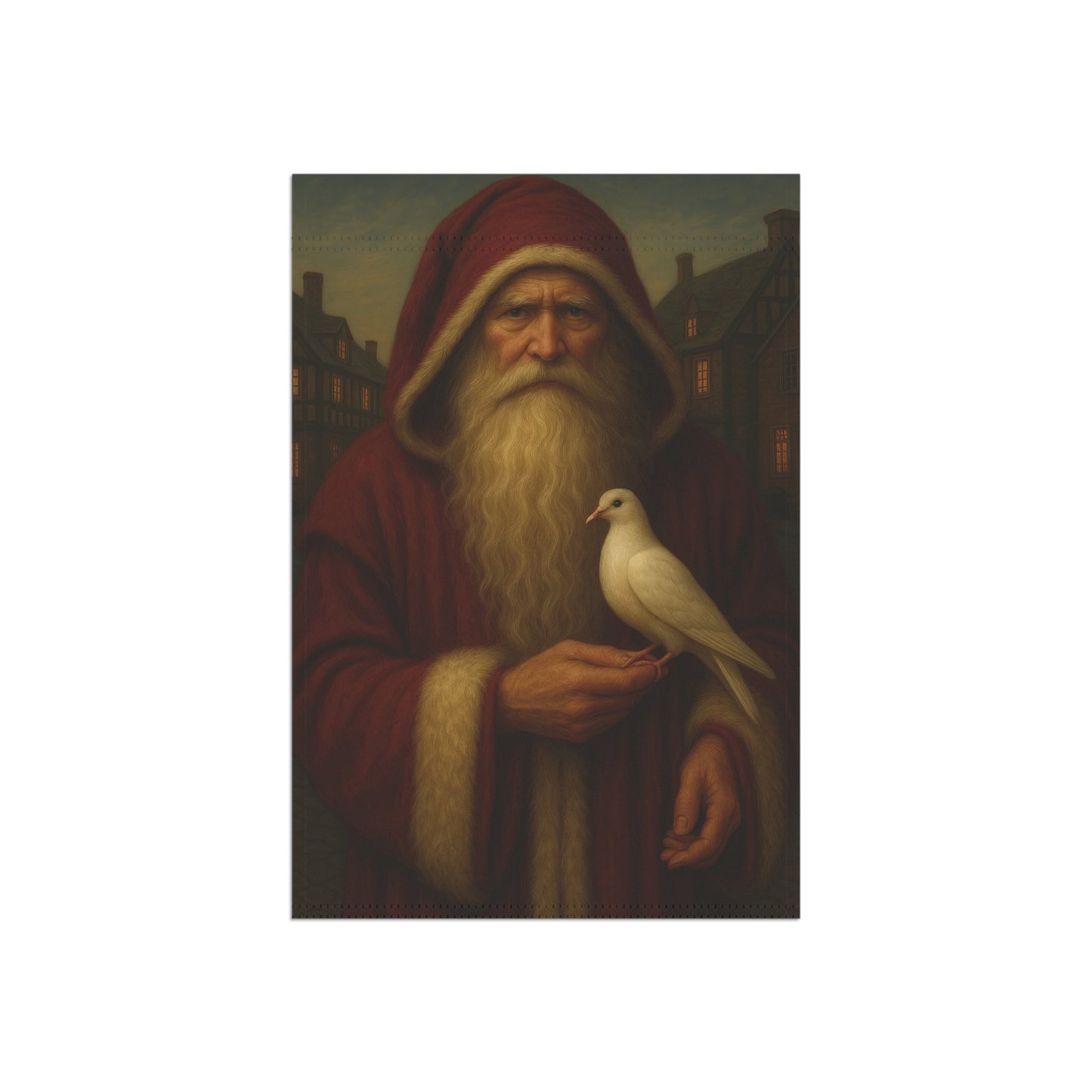 Christmas Garden Banner with Santa Holding Dove