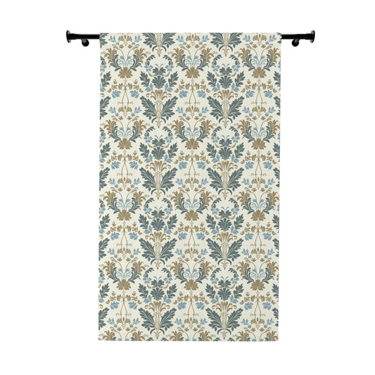 Blue and Tan Early American Style Window Curtains (1 Piece)