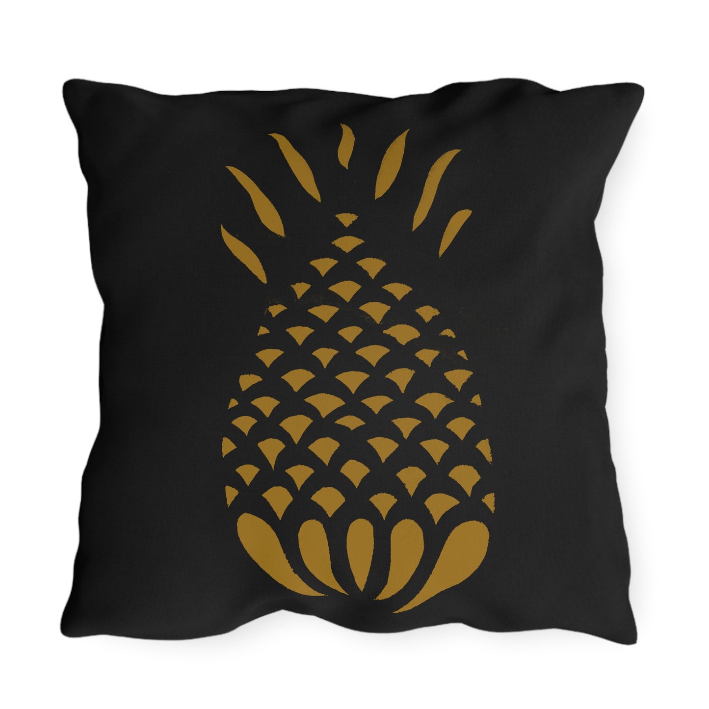 Mustard Pineapple on Black Outdoor Pillows