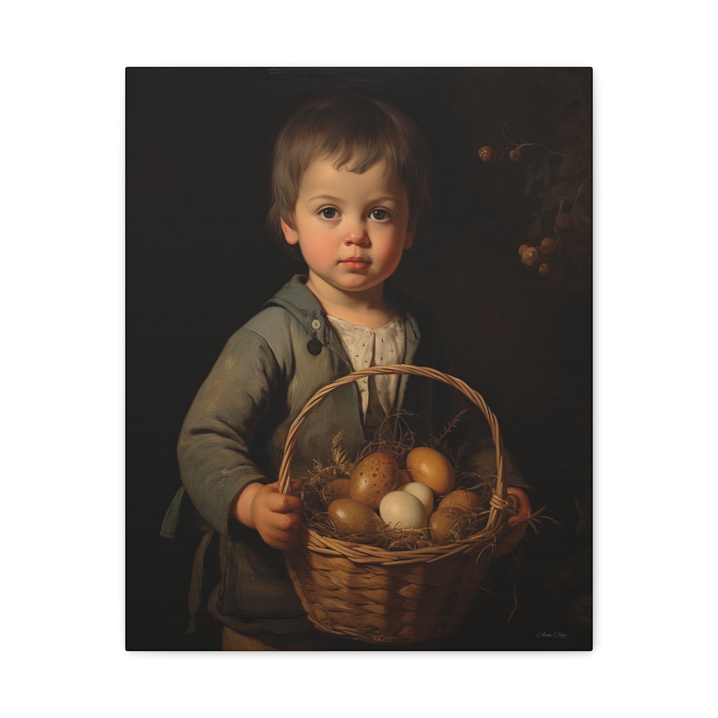 Charming Kid's Art Canvas - Vintage Style Bunny & Eggs Design for Home Decor