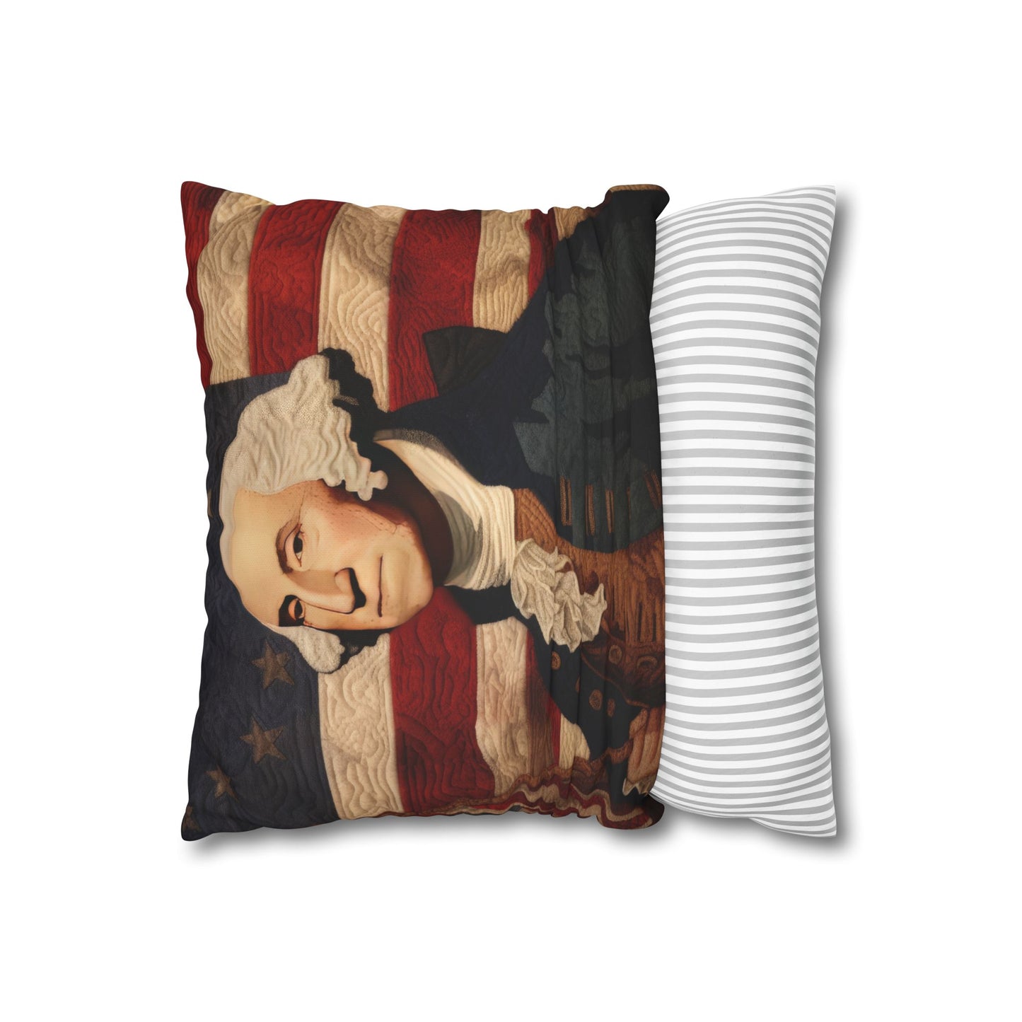 Faux Quilted George Washington Square Poly Canvas Pillowcase
