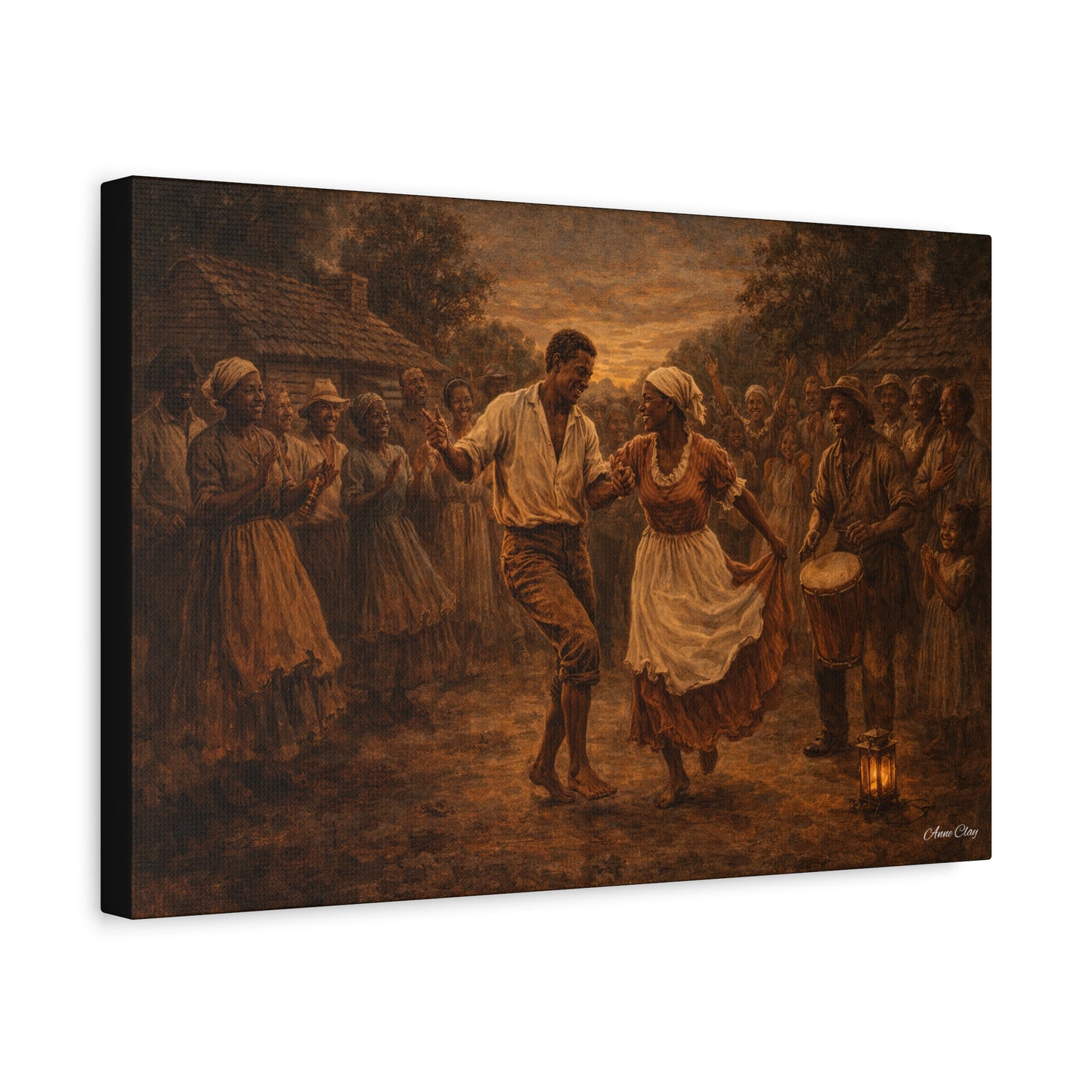 Matte Stretched Canvas Print - Vintage Folk Dance Scene (1.25" Depth)
