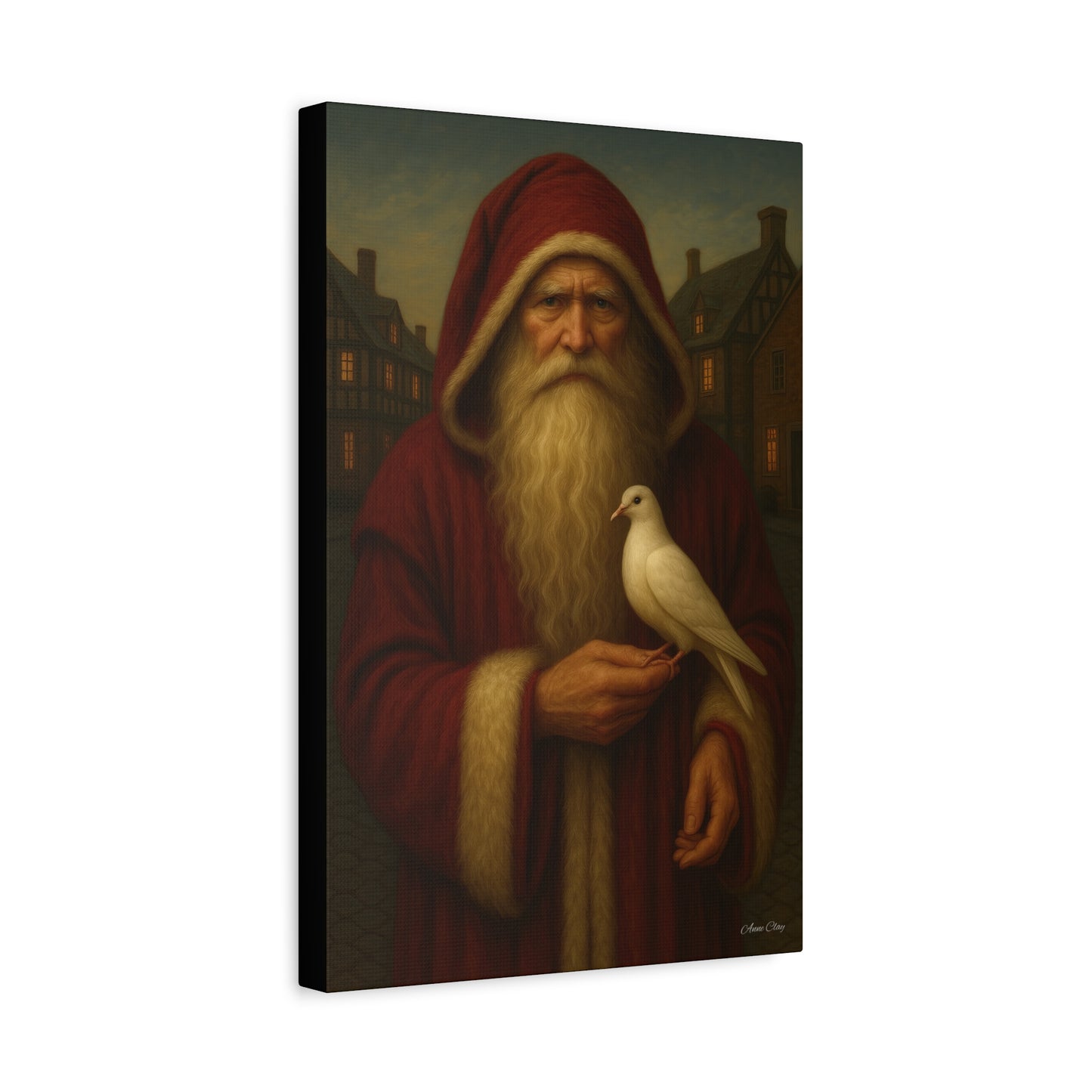 Santa with Dove Canvas Art Print