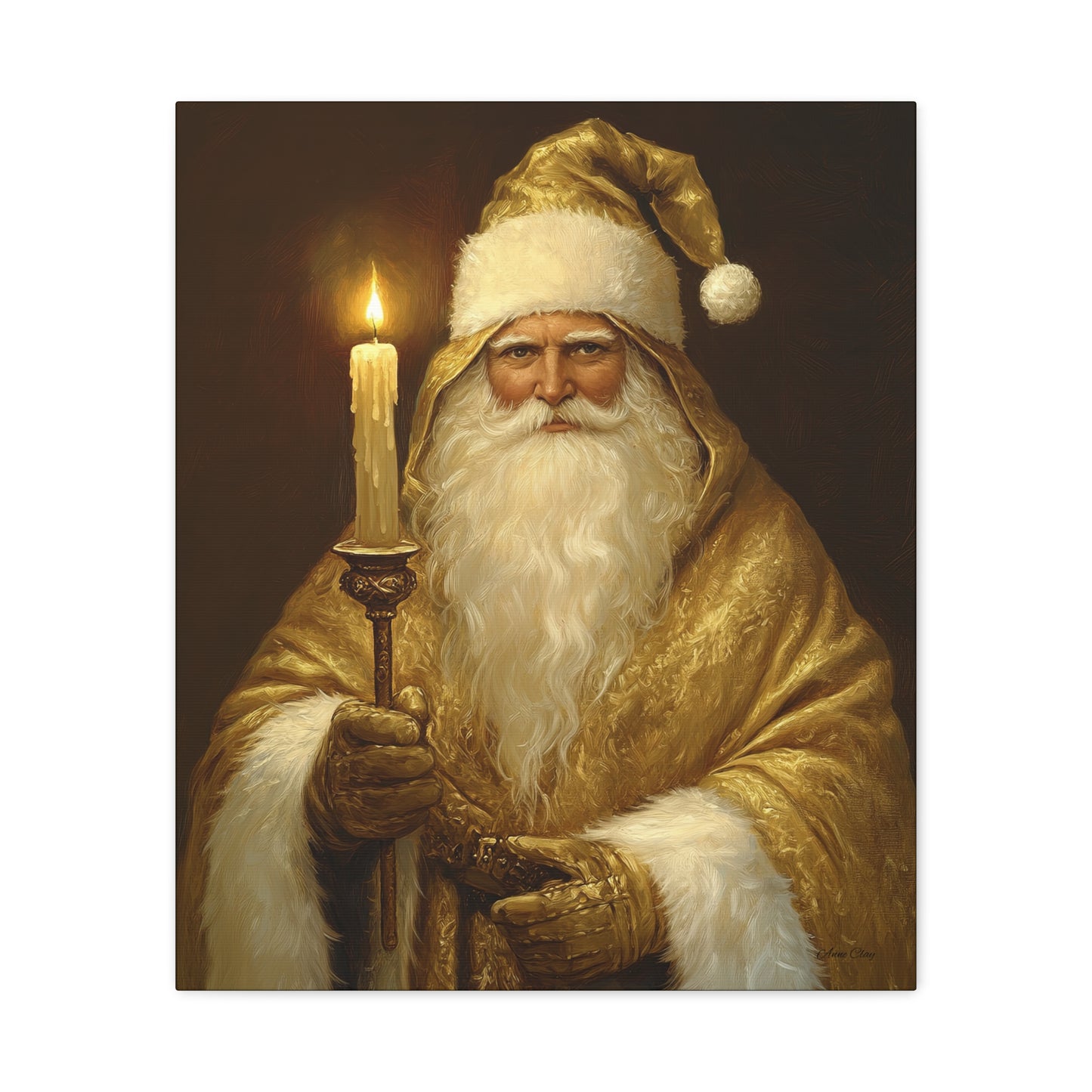 Golden Glow Santa Matte Canvas, Stretched, 1.25"