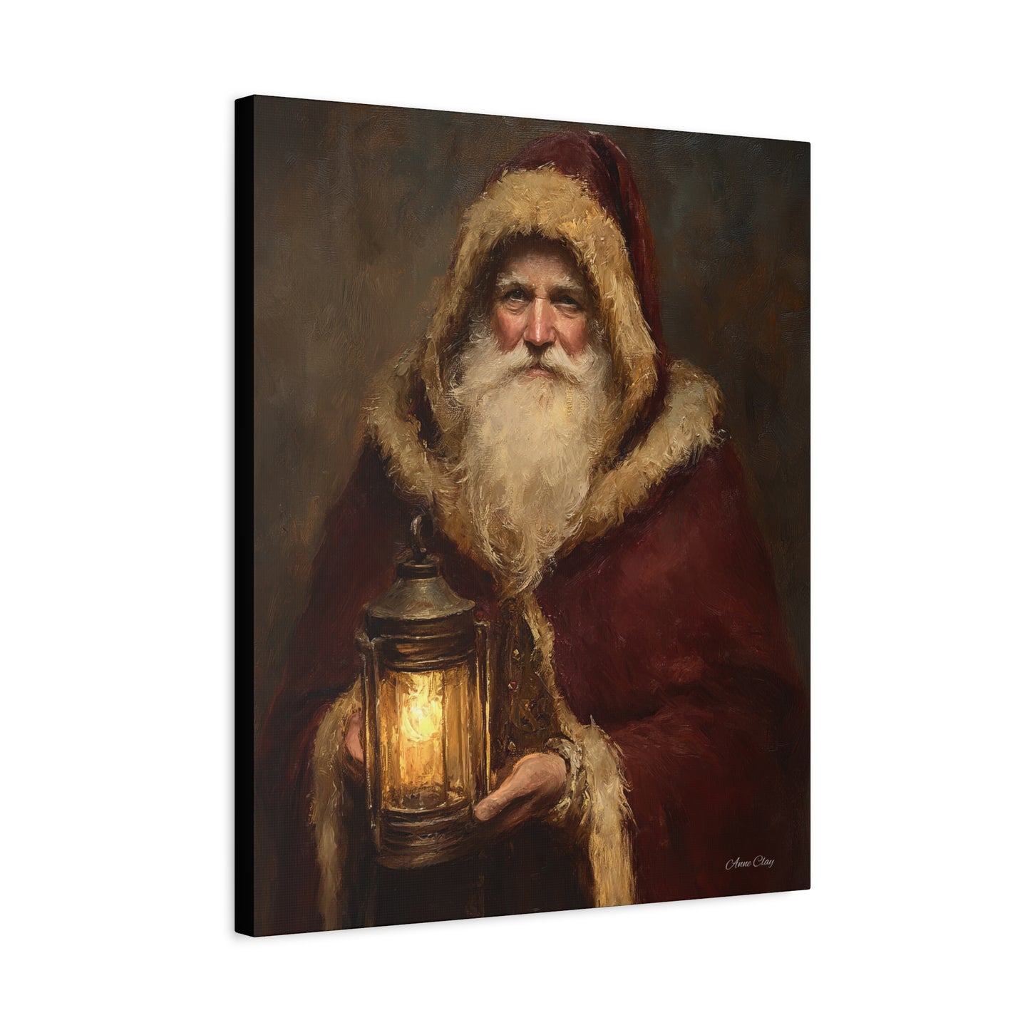 Firelight Santa Matte Canvas, Stretched, 1.25"